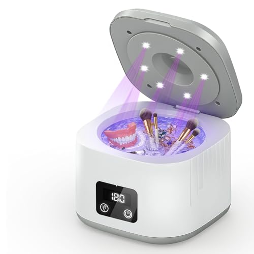 Nettoyeur Ultrasons 49000Hz, Bac Ultrason avec 6 Lampe UV automatique, 340ml, 3 Modes Ultrasonic...