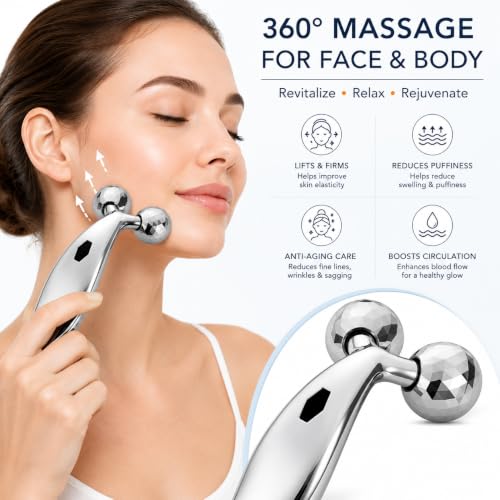 Image of 3D Face Roller Massager | Y Shape Facial Massage Roller for Face, Chin, Neck & Jawline | Metal Beauty Roller for Skin Care, Face Sculpting & Body Relaxation
