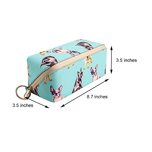 Hoyofo Waterproof Makeup Bags Travel Cosmetic Bag Pu Leather Makeup Accessories Organizer, Blue #TOP4