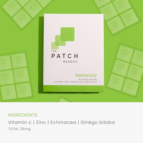 Image of The Patch Remedy Immunity Patches - 30 Topical Immune Patches Containing Vitamin C, Zinc, Echinacea Extract & Ginkgo Biloba, Lasts 24 Hours