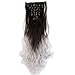 Produktbild Haarteil Clip in Extensions wie Echthaar Dunkelbraun/grau 8 Tresssen günstig komplette Haarverlängerung Gewellt 24"(60cm)-140g