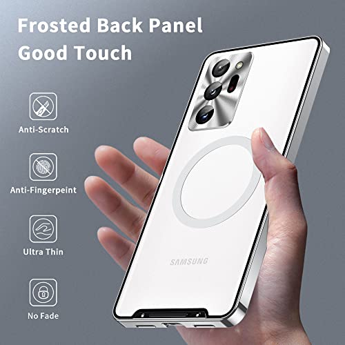 Coque magnétique pour Samsung Galaxy S22 Ultra et S21 Plus en aluminium argent