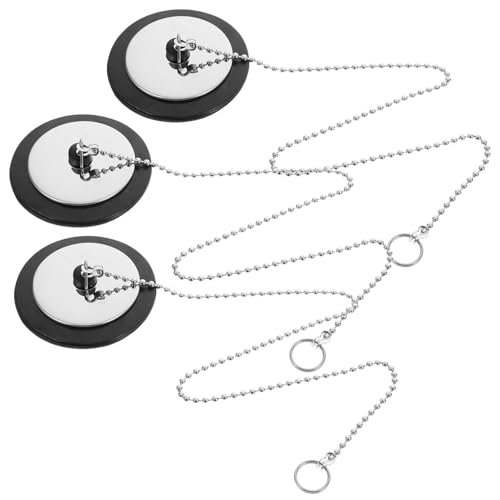 BUGUUYO 3 Piezas tapón de la Piscina Mango de Vapor Pegatinas de Accesorios tapón de bañera tapón de desagüe tapón de Drenaje de baño con Cadena tapón de Drenaje de la bañera Caucho Black
