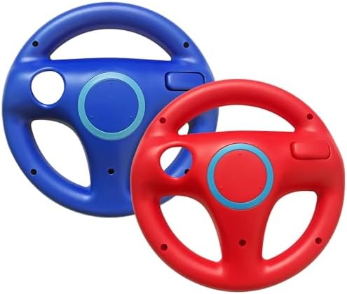 Jadebones 2 Pack Racing Steering Wheel for Wii and Wii U Remote Controller (Red+Blue)