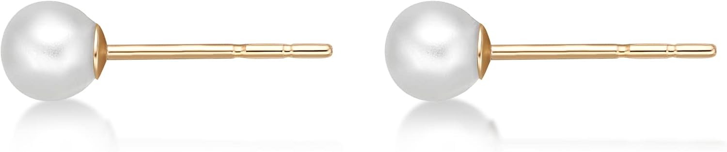 Natural Birthstone Stud Earrings for Women in 14K White or Yellow Gold, Round Gemstone Post Earrings with Push Back, 3mm/4mm/5mm Birthstone by Lavari Jewelers