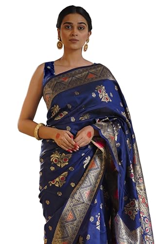 Image of Subham Women Saree Soft Silk Cotton Banarasi | Polished Professional Daily Wear Sari with Blouse fabric