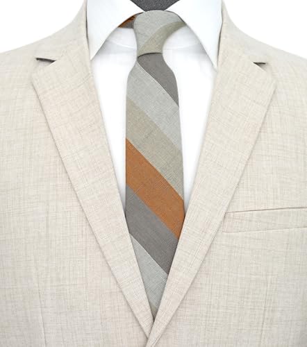 Image of BELLUNO Men's 2.5 inch Skinny Solid Cotton Linen Ties