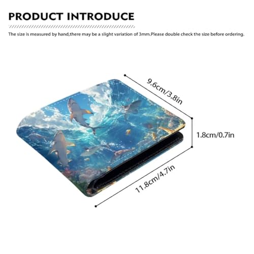 Image of Coldinair Underwater Shark Kids Wallet,Little Boys Wallet for Kids,Leather Bifold Wallet Credit Card Cash Id Holder Slim Rfid Blocking