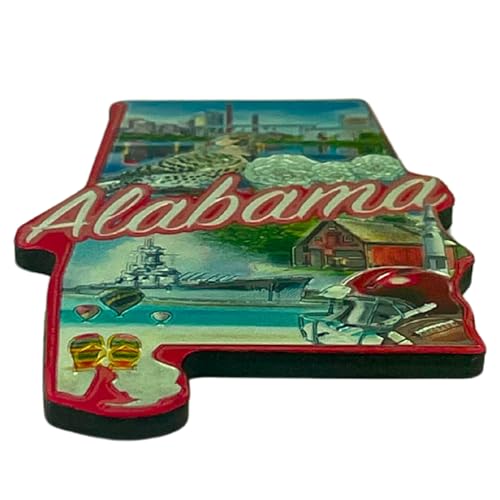 Imán decorativo Alabama en resina rectangular pequeño miniatura 2
