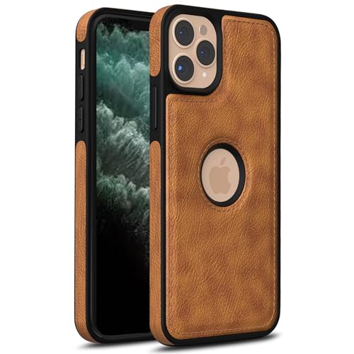 Image of Leather Case for Apple iPhone 11 Pro Max Premium Protective Stylish Slim Cover with Shockproof Raised Edges Brown