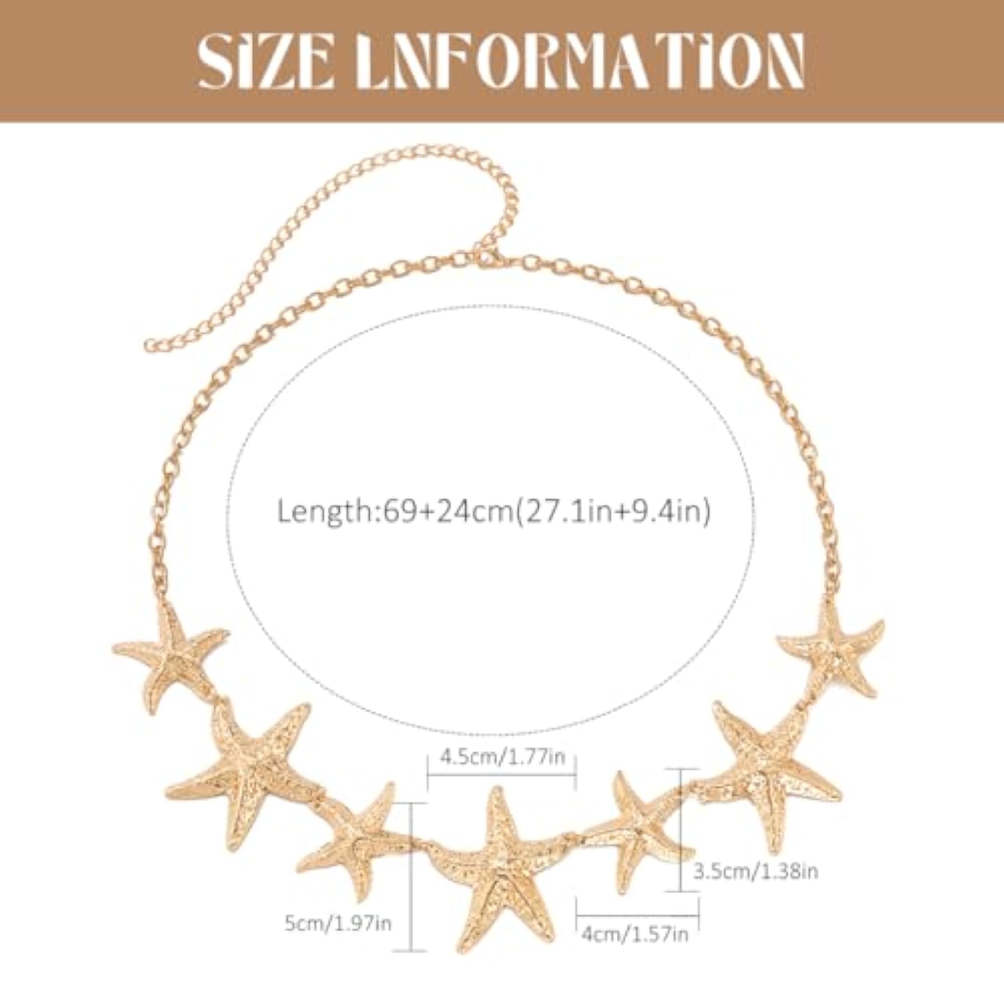 Starfish Waist Chain for Adjustable Tone Hip Belt, Beachwear Gift