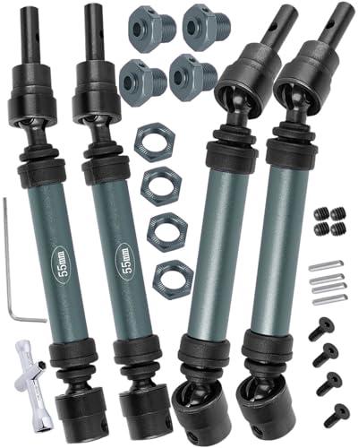 hopsupRC RC Drive Shafts Upgrades Part for 1/8 Typhon 3S BLX,Typhon Mega 550,RC #45 Steel CVD,Harden Front Rear Driveshaft Axles Hops up(4PCS),Titanium