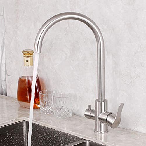 Robinet de cuisine 3 voies en acier inoxydable brossé design moderne