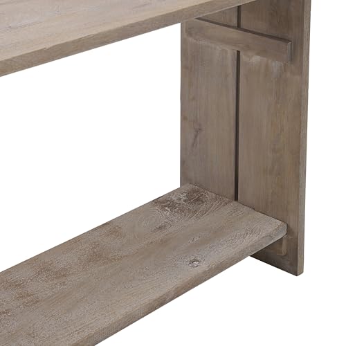 Castleton Mango Wood Console Table, 52 in. W Entryway Table with Dual Shelf Storage, Driftwood Finish, Ideal for Mudroom, Hallway, or Living Room - Image 7