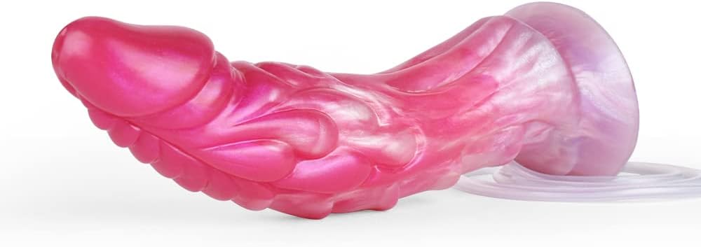 Soft Dragon Silicone Dildo Curved Shape Realistic Dildo Suction Multi Color Medium Size Monster Bumpy (Squirting)