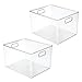 mDesign Plastic Storage Organizer Container Bin for Kitchen Organization in Pantry, Cabinet, Countertop Fridge, Refrigerator, and Freezer - Hold Food, Drink, or Snacks, Ligne Collection, 2 Pack, Clear