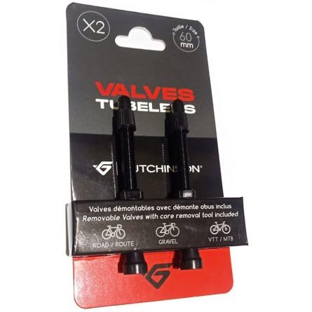 Hutchinson - Valves Tubeless x2 - Universelles - Étanches Et Durables - Accessoire Vélo - Utilisation Facile - 60 mm, Black