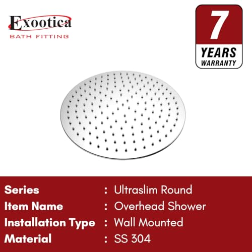 Image of Stainless Steel 304 Shower Head | 1Pc, 4 x 4In Size, Silver | Heavy Metal, Ultra Slim Round Luxury Bathroom Overhead Shower - Ultraslim