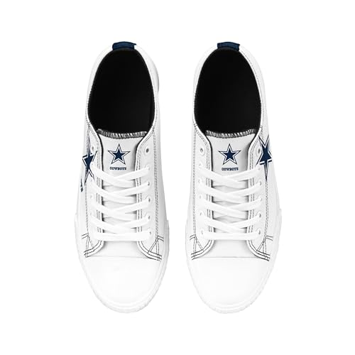 Image of FOCO NFL Womens NFL Ladies Fashion Team Big Logo Low Top White Canvas Sneakers Shoes