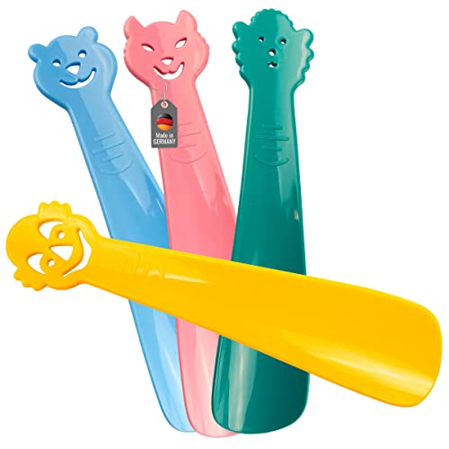 Lantelme bambini calzascarpe set 4 pezzi di plastica in verde blu giallo rosa 3108