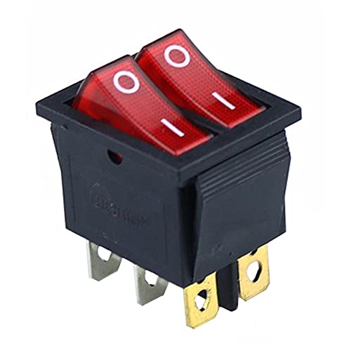 Interrupteur à bascule double KCD2 commutateur double 6 broches rouge vert