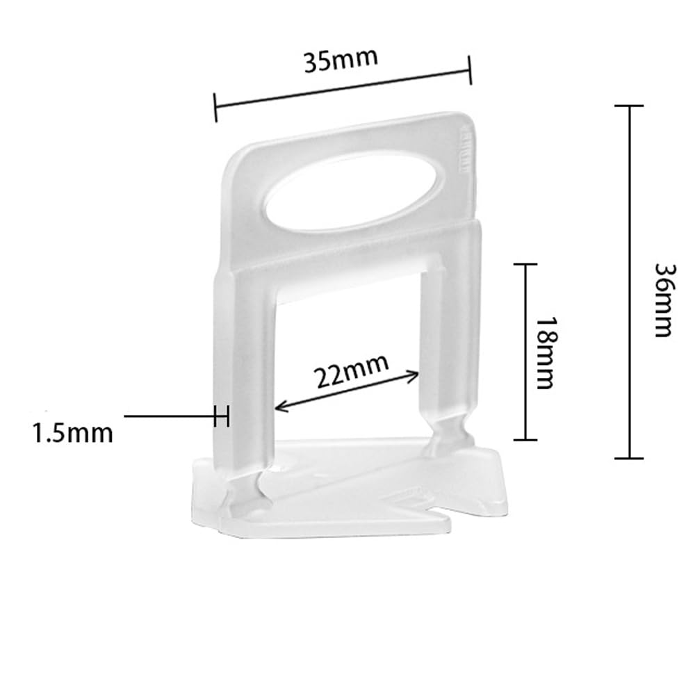 Aisamco 300 Pcs Tile Leveling Clips,Tile Spacers 1.5mm,Clips for Tile Leveling System (1.5mm Clips) - Image 2