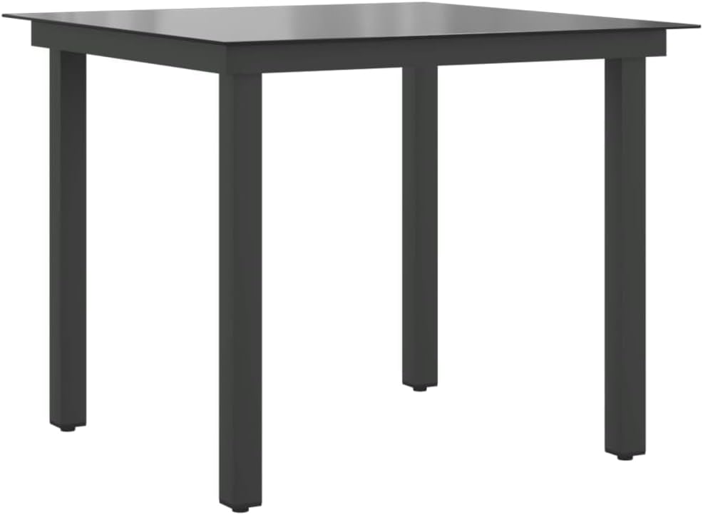 vidaXL Patio Table, Outdoor Dining Table, Garden Table, Garden Furniture for Front Porch Deck Lawn Backyard Balcony Terrace, Aluminum Glass