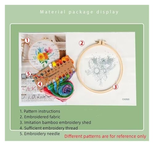 Broderie oiseau fleur kit complet point de croix estampé avec cerceau - 7