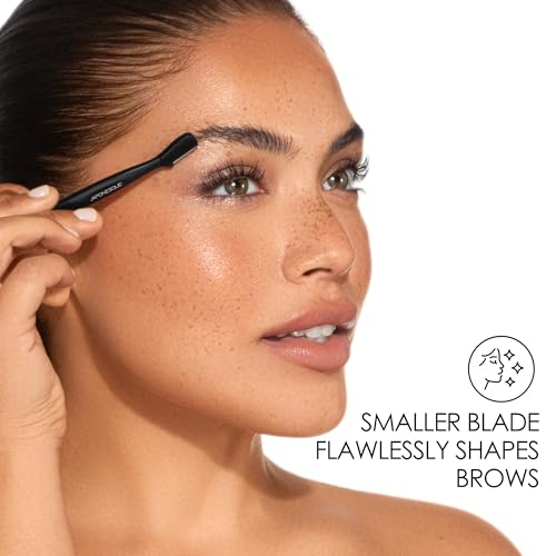 Japonesque Eyebrow Razor with Ultra-Sharp Stainless Steel Blades, for Removal of Facial Hair on Women. Also acts as a Dermaplane Razor to Remove Peach Fuzz & Exfoliate the face -Travel Cap Included