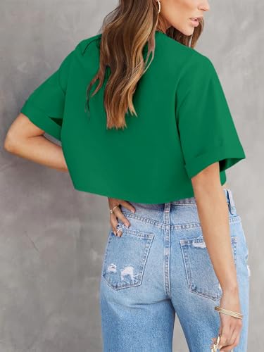 Image of Tankaneo Women Crop T-Shirts Half Sleeve Drop Shoulder Cropped Tops Y2K Casual Summer Basic Tees