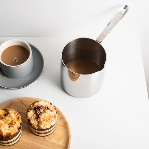 IMEEA Kaffeekanne 900ml aus 18/10 Edelstahl Türkische Mokkakanne & Butter-Schmelztopf mit Ausgießer für Induktion & Gasherd