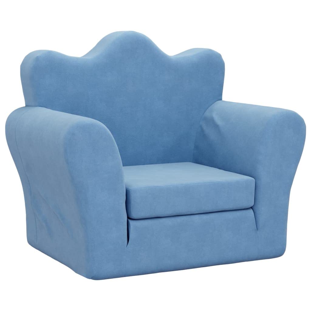 Tomostar Fauteuil pour Enfant Pliable, Chaise de Lit Canapé Convertible Bleu 54 x (34-90) x 45 cm Peluche Douce