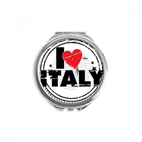 Miroir rond de poche imprimé Italie timbre cœur miroir de maquillage compact portable main