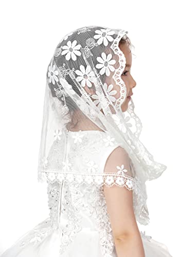 PAMOR Infinity First Communion Veils for Girls Lace Chapel Veil Mantilla Veils Latin Mass Church Veil for Catholic Baptism4