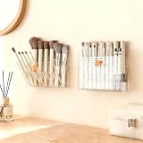 AevumTech Wall-mounted Makeup Organizers, 16-Slot Eyeliner Lip Liner Organizer Holder, Makeup Organizer for Brush, Makeup Pencils, Concealer Pencil Display Case for Vanity Bathroom (Transparent White)