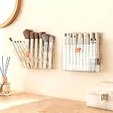 AevumTech Wall-mounted Makeup Organizers, 16-Slot Eyeliner Lip Liner Organizer Holder, Makeup Organizer for Brush, Makeup Pencils, Concealer Pencil Display Case for Vanity Bathroom (Transparent White)