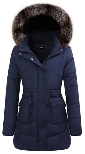 GOLDLADIES Women's Long Winter Puffer Coat Waterproof Jacket Thickened Down Alternative Parka with...