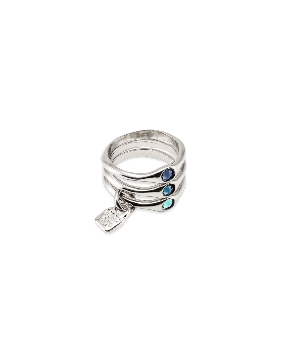UNOde50 Anello in triplo lega di metallo, placcato in argento Sterling, cristalli sfaccettati, Gioielli artigianali