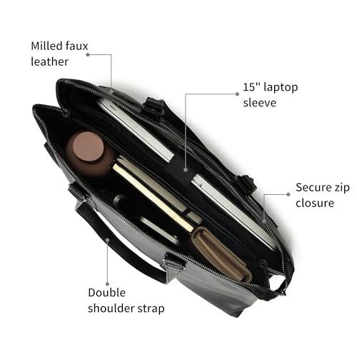 Image of Fastrack Structured Laptop Tote Bag for Women | Faux Leather Work Bag with 15-Inch Padded Sleeve, 3 Compartments, Utility Pockets, Zip Closure | Elegant Office and Travel Tote