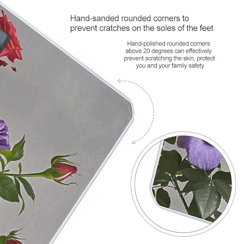 Báscula digital para baño con diseño de rosas rojas y moradas miniatura 4