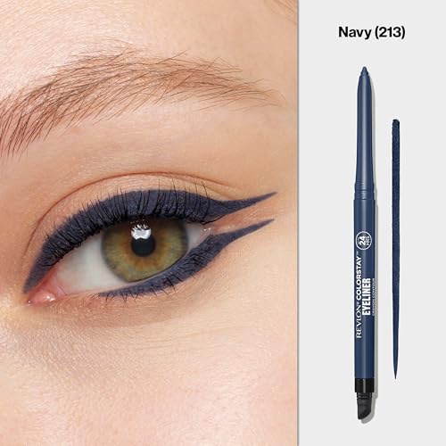 Image of REVLON ColorStay Pencil Waterproof Eyeliner, Smudge-Proof, Eye Makeup with Built-In Sharpener, Long-Lasting, Matte Finish, 213 Navy, 0.01 oz