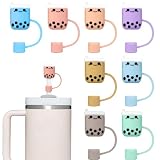 8PCS Straw Cover Cap for Stanely Cup, 0.4Inches Cute Bubble Tea Drinking Straw Cover, Silicone Dust-Proof Straw Protector Topper Stanley Accessories