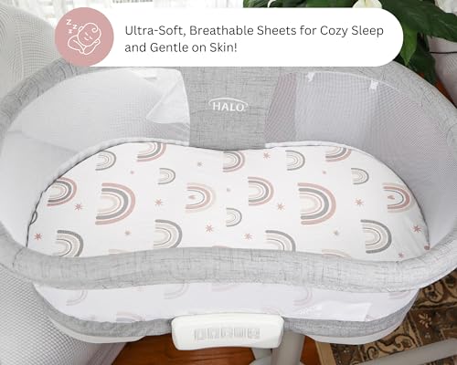 Image of TansyPanda Muslin Halo Bassinet Sheets for BassiNest Luxe Swivel, Soothing, Swivel, Lite, Essential Sleeper, 3 Pack, 33 X 17 Inch, Ultra Soft, Snug Fit, Unisex Boys Girls, Gray White (Pink)