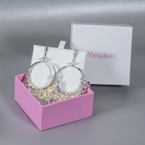 925 Sterling Silver Boho Hoop Earrings Chandelier Drop Statement with Crystals Jewelry Dangles multiple Tassels, Party Jewel Made by Handcraft4