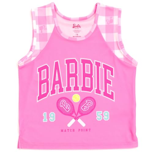 Barbie Big Girls Tank Top and Pleated Skort Outfit Set Checkered Pink 14-16 - image 4