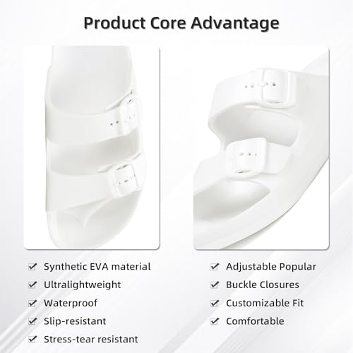Unisex Men‘s and Women’s Lightweight Flat Sandals Waterproof Comfort Soft Slides Double Buckle Adjustable EVA Slip-on Flat Sandals4
