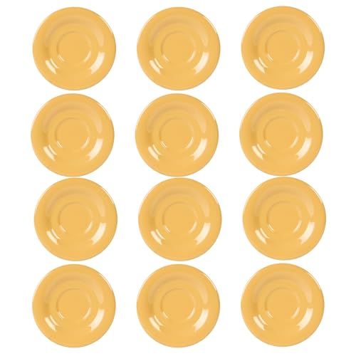 TrueCraftware- 5-1/2” Saucer Melamine Yellow Color Set of 12 for Bouillon Cup/Mug Cup - Dishwasher Safe Break-Resistant Appetizer Dessert Plates Coffee Cup Saucers Drinkware Home Cafe Restaurants