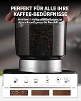 SHARDOR Kaffeemühle Elektrisch mit 51 Mahlgraden, LED-Touchpanel, Elektrische Kaffeemühle Siebträger mit Präzisions Elektronik Zeitschaltuhr, Programmierbare Tassen/Zeit Kegelmahlwerk, Für Espresso – Ansicht 2