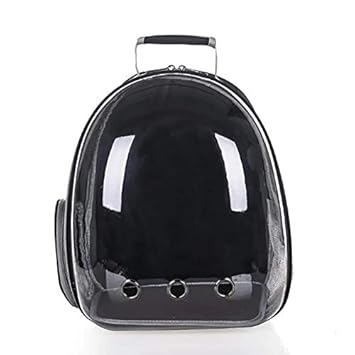 Petlicious & More Pet Transparent Cat Carrier Backpack Puppy Kitty Breathable Carriers for Travel Capsule Backpack (Black)