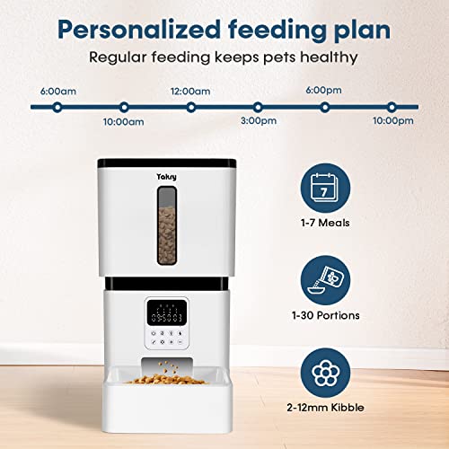 Yakry Automatic Cat Feeders - 8L/33 Cups Dog Food Dispenser With Lock Lid &Desiccant Bag - Programmable Timed Cat Feeder With 20S Voice Recorder - Portion Control 1-7 Meals Per Day #TOP5